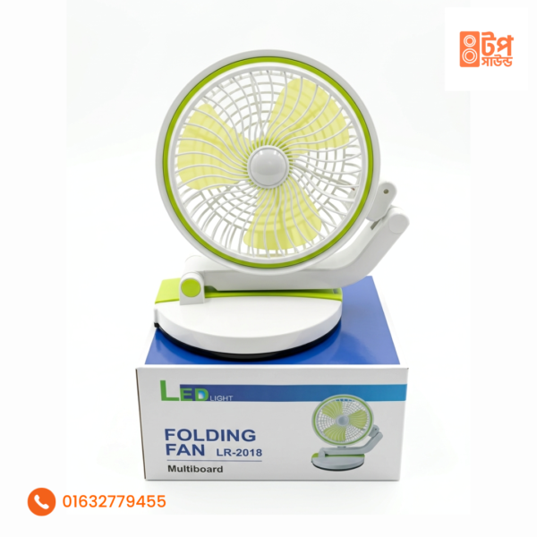 Rechargeable Folding Table Fan with Led Light