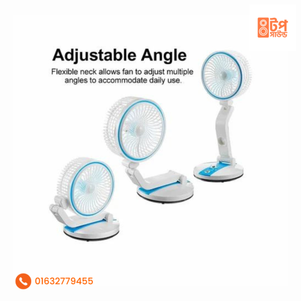 Rechargeable Folding Table Fan with Led Light