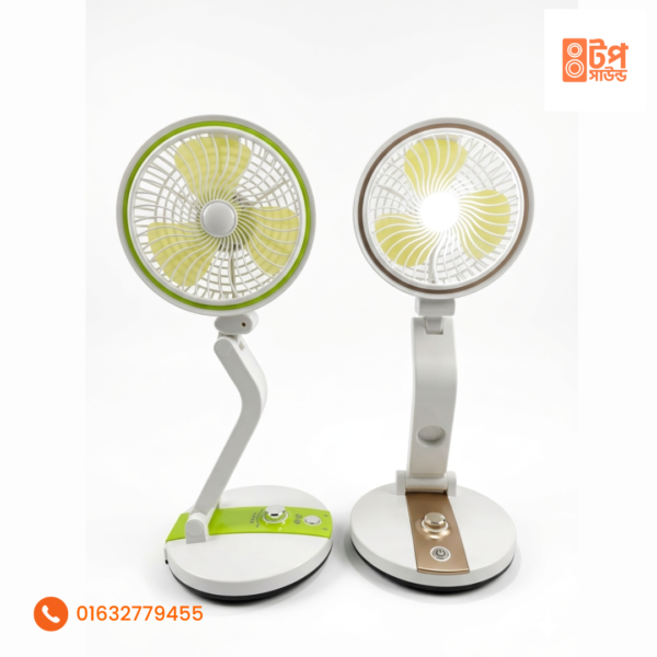 Rechargeable Folding Table Fan with Led Light